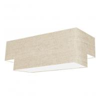 Plafon Duplo Retangular Vivare Md-3044 Cúpula Em Tecido 70x30cm X 60x25cm - Bivolt Rustico-bege 127/220v - 3