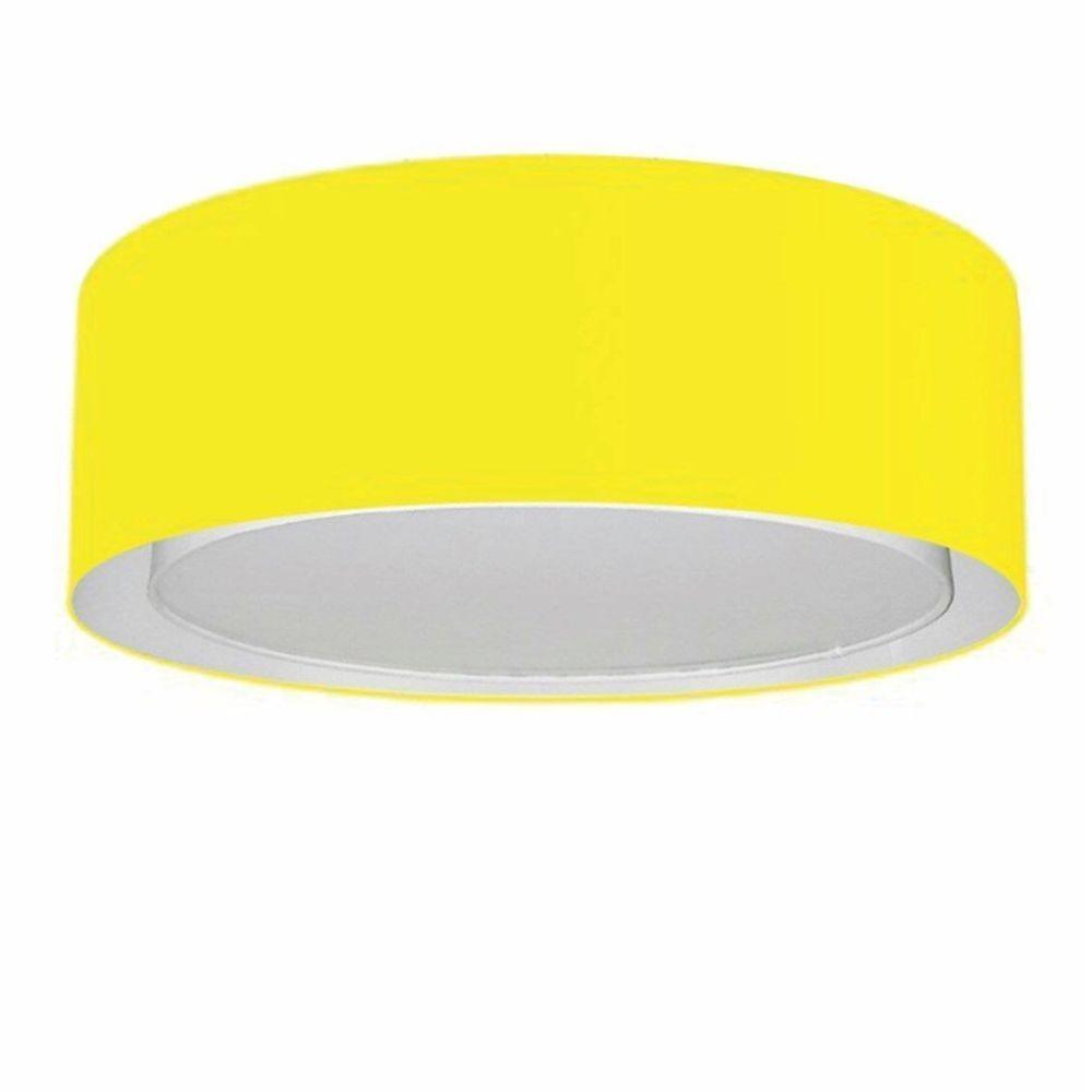 Plafon Cilíndrico Duplo Vivare Md-3037 Cúpula Em Tecido 60x25cm - Bivolt Amarelo 127/220v - 3