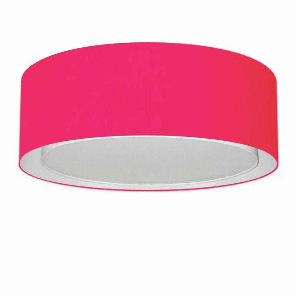 Plafon Cilíndrico Duplo Vivare Md-3037 Cúpula Em Tecido 60x25cm - Bivolt Rosa-pink 127/220v - 3