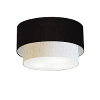 Plafon Duplo Cilíndrico Vivare Md-3045 Cúpula Em Tecido 40x35cm - Bivolt Preto-linho-bege 127/220v - 1