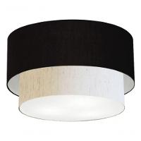 Plafon Duplo Cilíndrico Vivare Md-3045 Cúpula Em Tecido 40x35cm - Bivolt Preto-linho-bege 127/220v - 3