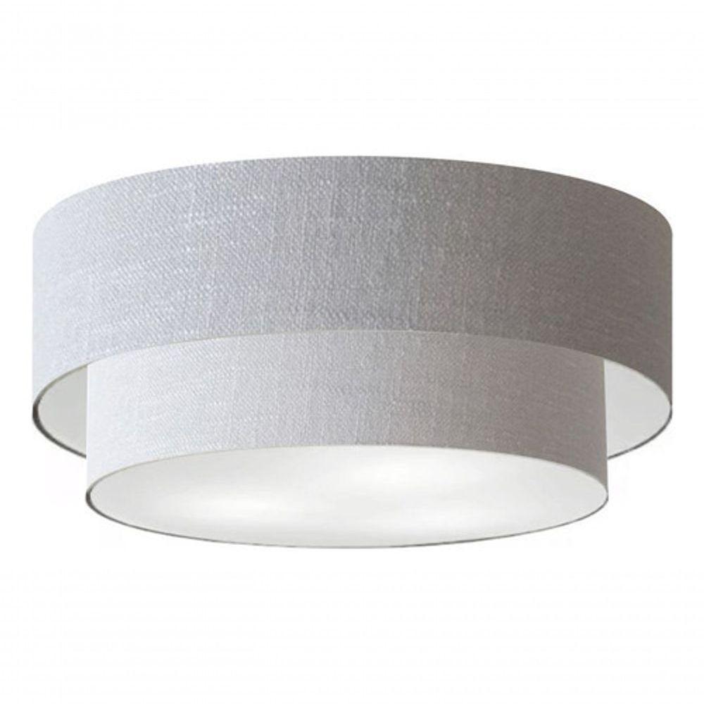Plafon Duplo Cilíndrico Vivare Md-3024 Cúpula Em Tecido 60x50cm - Bivolt Rustico-cinza - 3