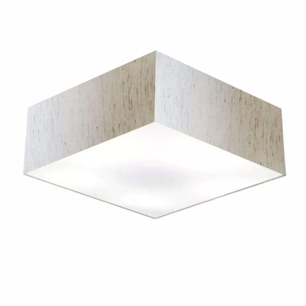 Plafon Quadrado Vivare Md-3052 Cúpula Em Tecido 15/60x60cm - Bivolt Linho Bege 127/220v - 1