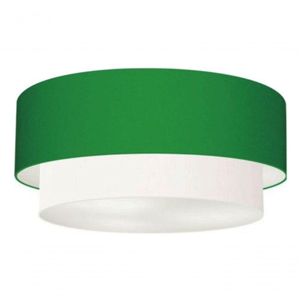 Plafon Duplo Cilíndrico Vivare Md-3021 Cúpula Tecido 80x60cm - Bivolt Verde-folha-branco 127/220v - 3