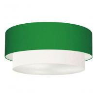 Plafon Duplo Cilíndrico Vivare Md-3021 Cúpula Tecido 80x60cm - Bivolt Verde-folha-branco 127/220v - 3