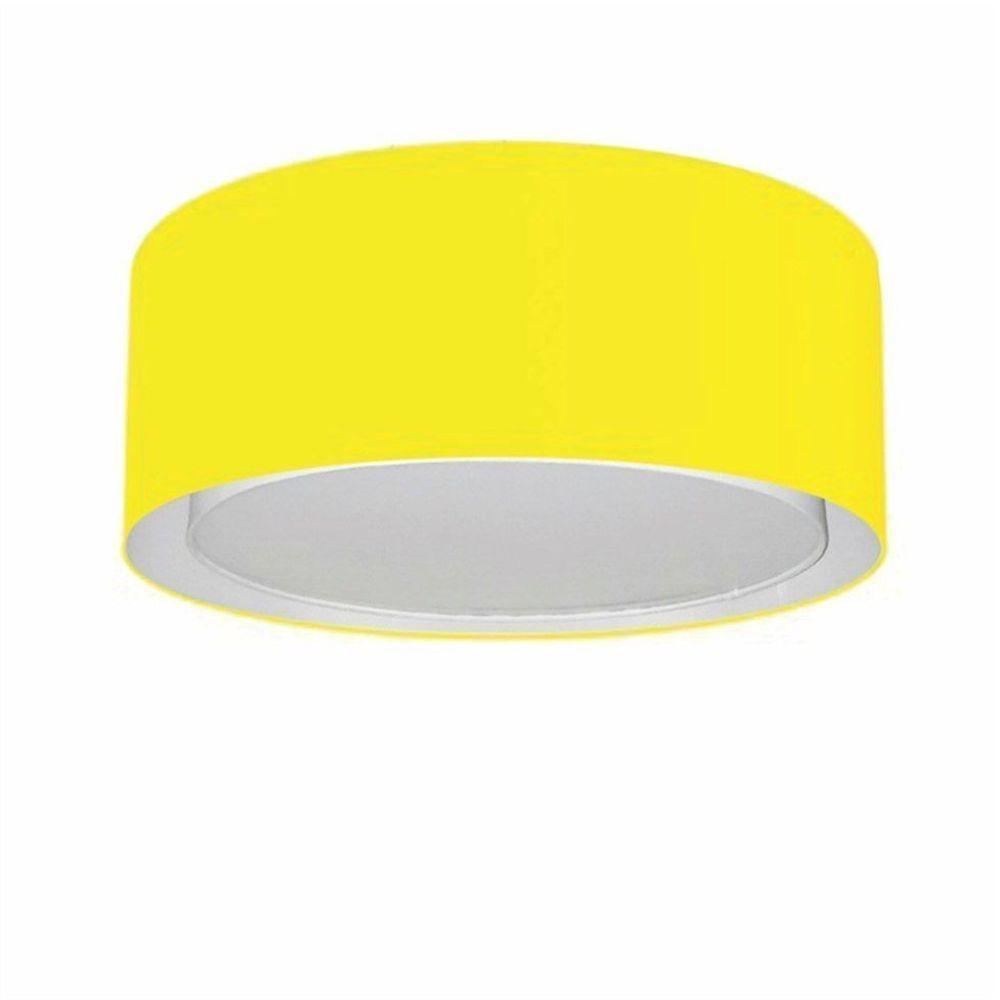 Plafon Cilíndrico Duplo Vivare Md-3036 Cúpula Em Tecido 50x25cm - Bivolt Amarelo 127/220v - 3