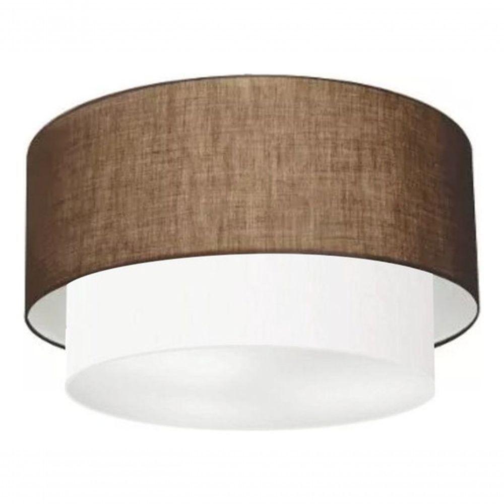 Plafon Duplo Cilíndrico Vivare Md-3045 Cúpula Em Tecido 40x35cm - Bivolt Café-branco 127/220v - 3