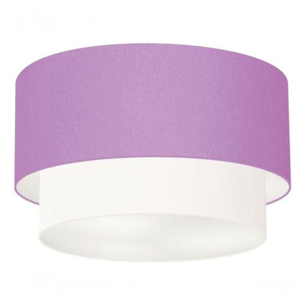 Plafon Duplo Cilíndrico Vivare Md-3045 Cúpula Tecido 40x35cm - Bivolt Lilás-branco 127/220v - 4