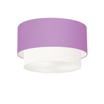 Plafon Duplo Cilíndrico Vivare Md-3045 Cúpula Tecido 40x35cm - Bivolt Lilás-branco 127/220v