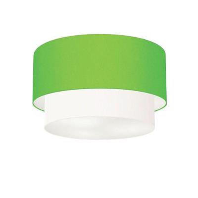 Plafon Duplo Cilíndrico Vivare Md-3045 Cúpula Tecido 40x35cm - Bivolt Verde-limão-branco 127/220v