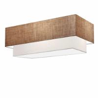Plafon Duplo Retangular Vivare Md-3044 Cúpula Em Tecido 70x30cm X 60x25cm - Bivolt Palha-branco 127/220v - 1