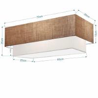 Plafon Duplo Retangular Vivare Md-3044 Cúpula Em Tecido 70x30cm X 60x25cm - Bivolt Palha-branco 127/220v - 2