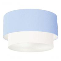 Plafon Duplo Cilíndrico Vivare Md-3045 Cúpula Tecido 40x35cm - Bivolt Azul-bebê-branco 127/220v - 3