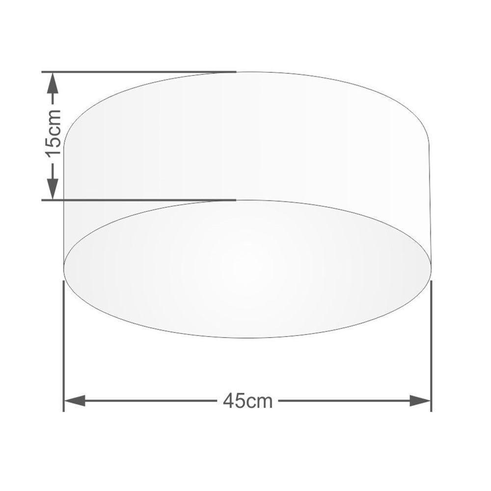 Plafon Cilíndrico Vivare Md-3047 Cúpula Em Tecido 45x15cm - Bivolt Algodão-crú 127/220v - 2