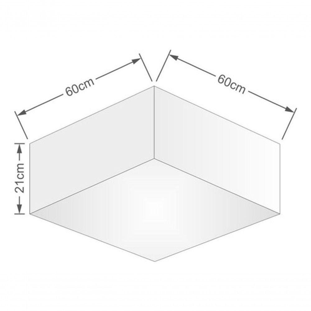Plafon Quadrado Vivare Md-3053 Cúpula Em Tecido 21/60x60cm - Bivolt Algodão-crú 127/220v - 4