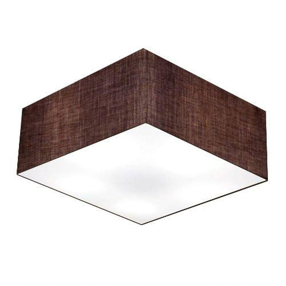 Plafon Quadrado Vivare Md-3053 Cúpula Em Tecido 21/60x60cm - Bivolt Café 127/220v - 1