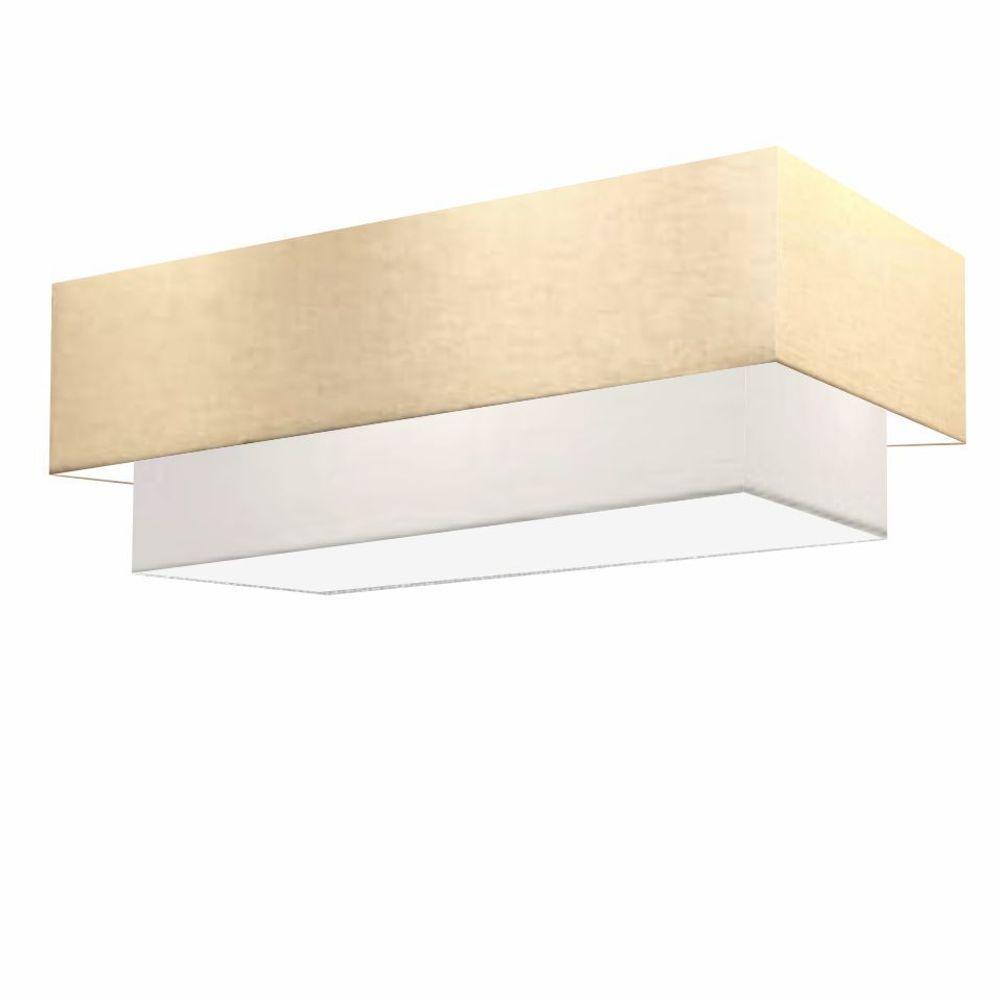 Plafon Duplo Retangular Vivare Md-3044 Cúpula Em Tecido 70x30cm X 60x25cm - Bivolt Algodão-crú-branco 127/220v - 1