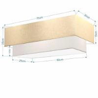 Plafon Duplo Retangular Vivare Md-3044 Cúpula Em Tecido 70x30cm X 60x25cm - Bivolt Algodão-crú-branco 127/220v - 2