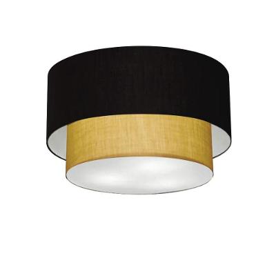 Plafon Duplo Cilíndrico Vivare Md-3045 Cúpula Em Tecido 40x35cm - Bivolt Preto-palha 127/220v