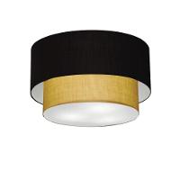 Plafon Duplo Cilíndrico Vivare Md-3045 Cúpula Em Tecido 40x35cm - Bivolt Preto-palha 127/220v - 1