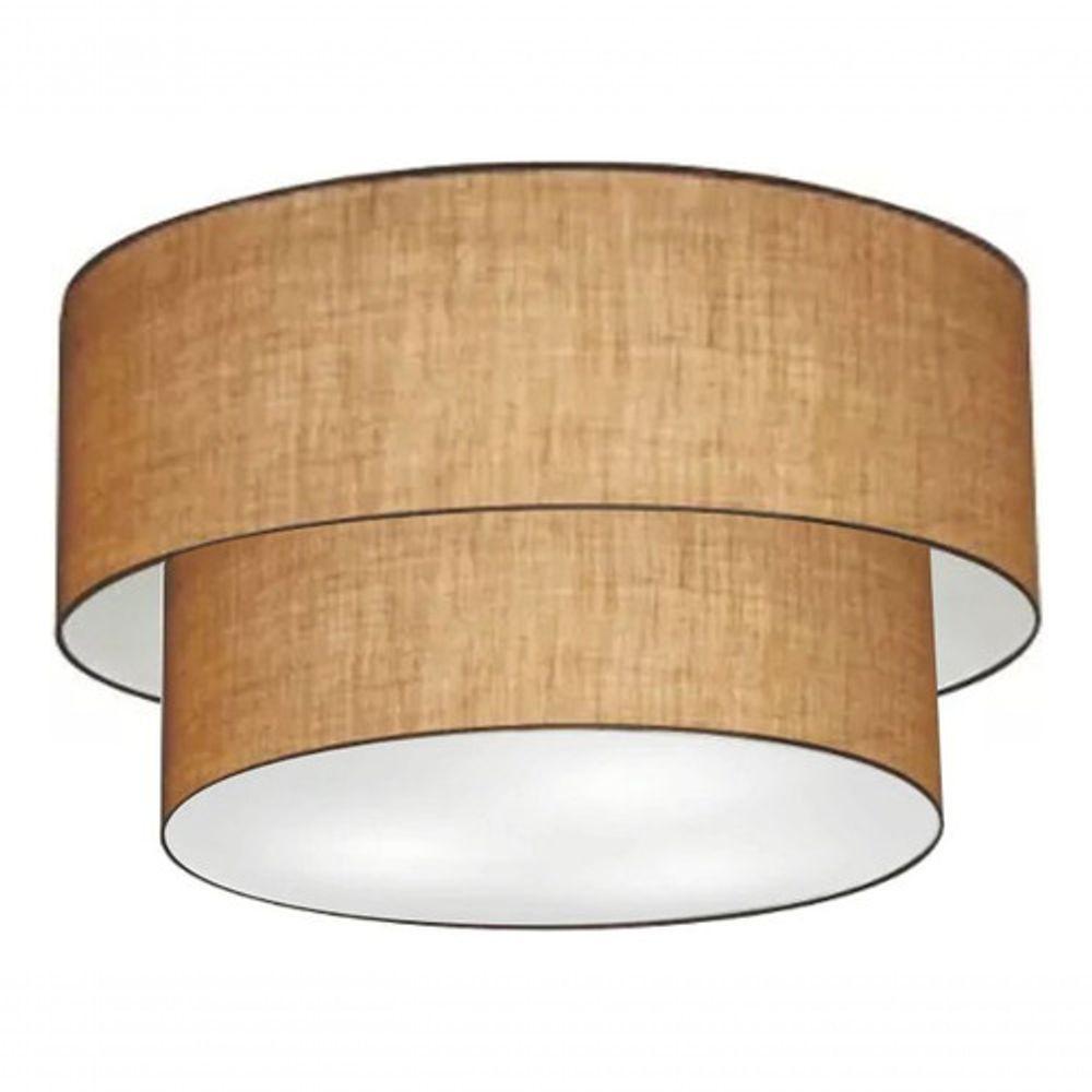 Plafon Duplo Cilíndrico Vivare Md-3045 Cúpula Em Tecido 40x35cm - Bivolt Palha 127/220v - 4