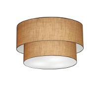 Plafon Duplo Cilíndrico Vivare Md-3045 Cúpula Em Tecido 40x35cm - Bivolt Palha 127/220v - 1