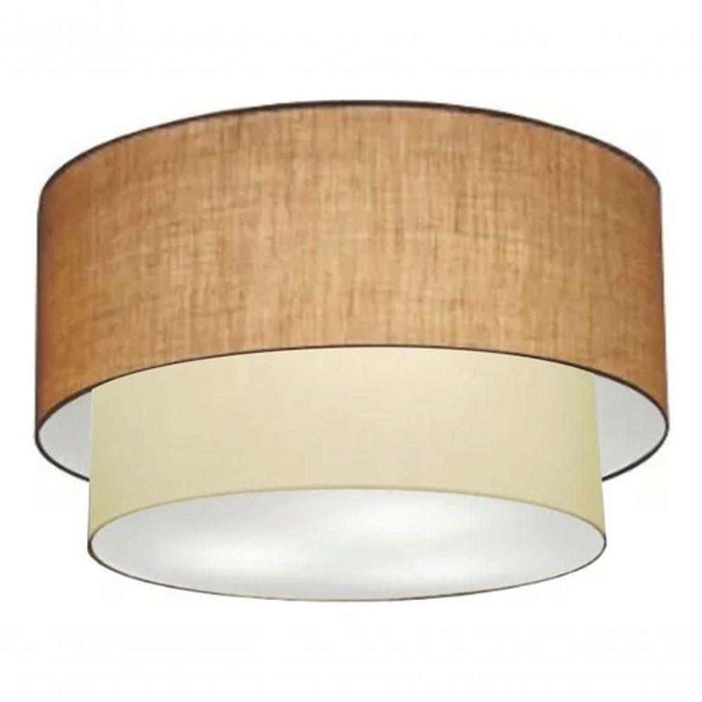 Plafon Duplo Cilíndrico Vivare Md-3045 Cúpula Em Tecido 40x35cm - Bivolt Palha-bege 127/220v - 2