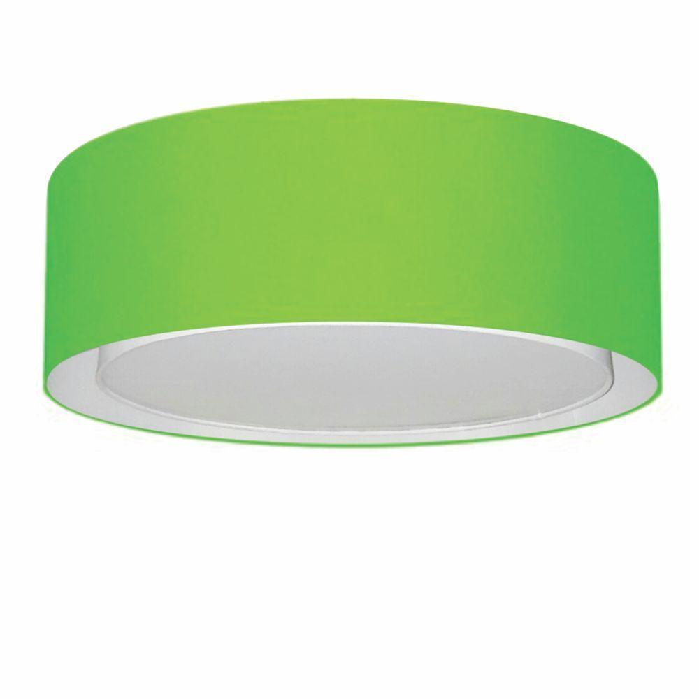 Plafon Cilíndrico Duplo Vivare Md-3037 Cúpula Em Tecido 60x25cm - Bivolt Verde-limão 127/220v - 1