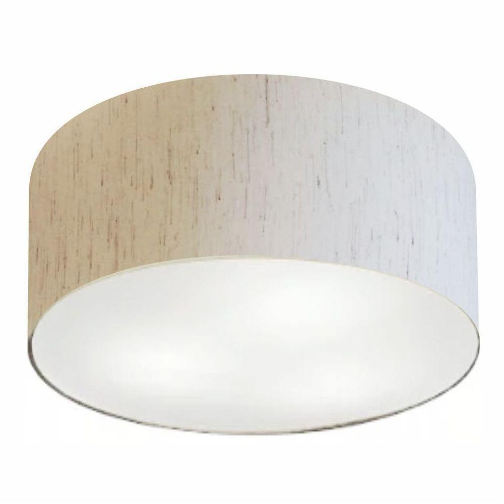 Plafon Cilíndrico Vivare Md-3055 Cúpula Em Tecido 80x21cm - Bivolt Linho Bege 127/220v - 1