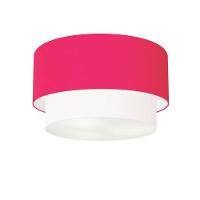 Plafon Duplo Cilíndrico Vivare Md-3045 Cúpula Tecido 40x35cm - Bivolt Rosa-pink-branco 127/220v - 1