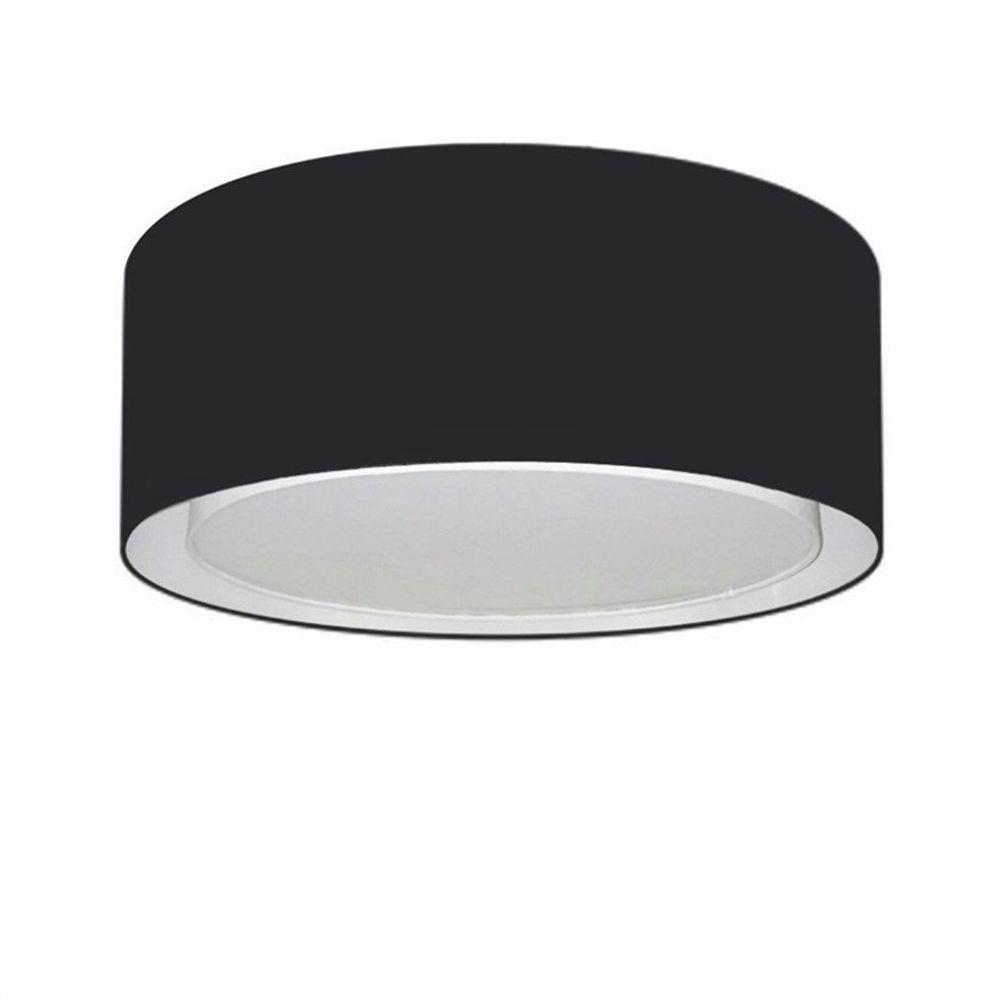 Plafon Cilíndrico Duplo Vivare Md-3036 Cúpula Em Tecido 50x25cm - Bivolt Preto 127/220v - 3