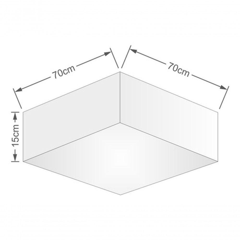 Plafon Quadrado Vivare Md-3056 Cúpula Em Tecido 15/70x70cm - Bivolt Linho Bege 127/220v - 4