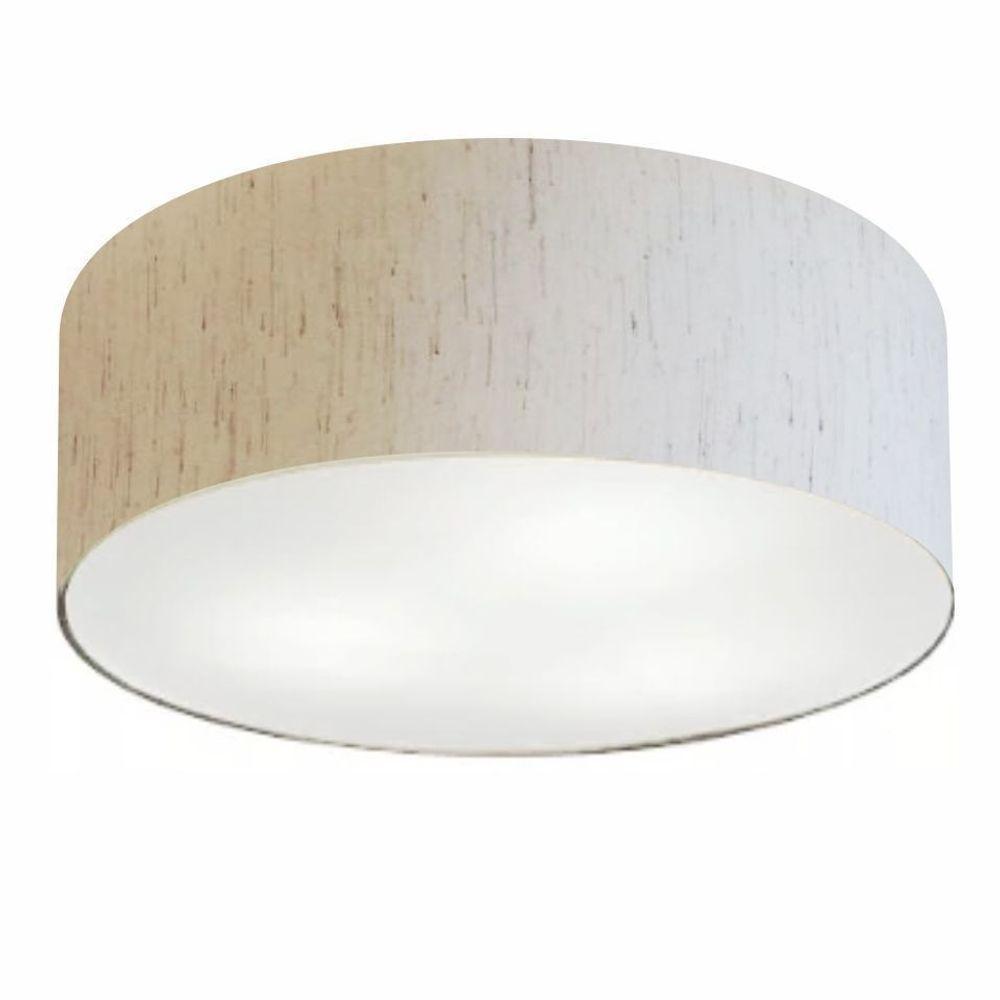 Plafon Cilíndrico Vivare Md-3057 Cúpula Em Tecido 55x15cm - Bivolt Linho Bege 127/220v - 3