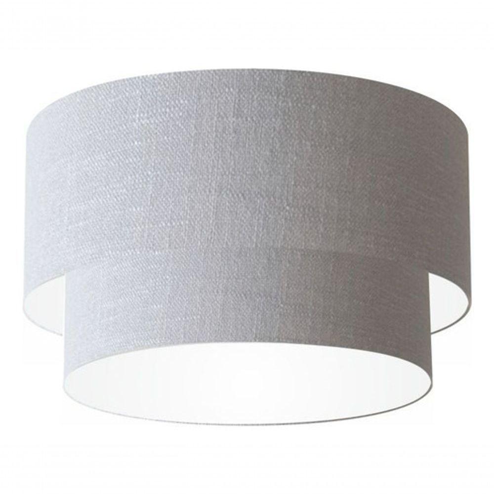 Plafon Duplo Cilíndrico Vivare Md-3045 Cúpula Em Tecido 40x35cm - Bivolt Rustico-cinza 127/220v - 4
