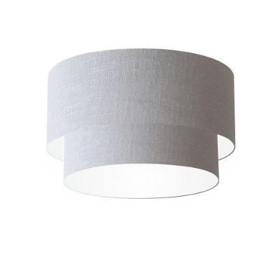 Plafon Duplo Cilíndrico Vivare Md-3045 Cúpula Em Tecido 40x35cm - Bivolt Rustico-cinza 127/220v