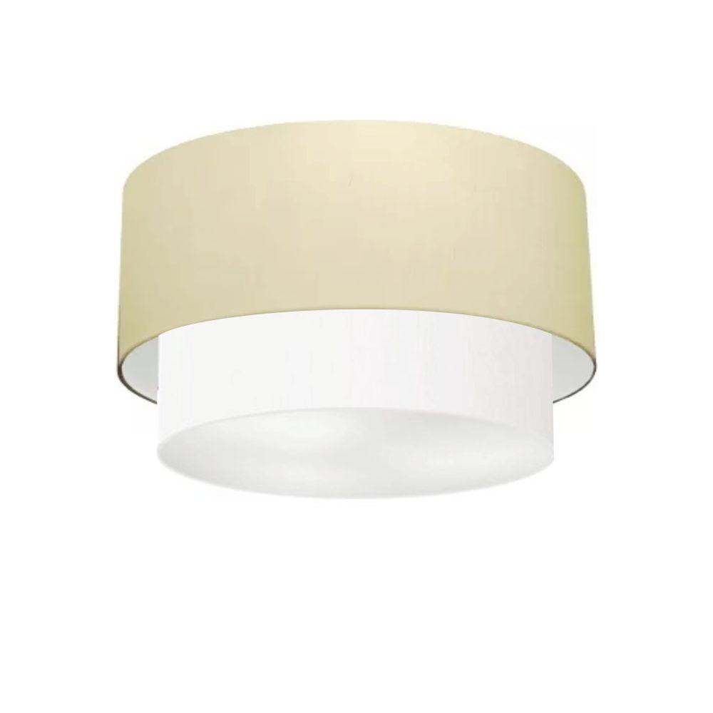 Plafon Duplo Cilíndrico Vivare Md-3045 Cúpula Em Tecido 40x35cm - Bivolt Algodão-crú-branco 127/220v - 1
