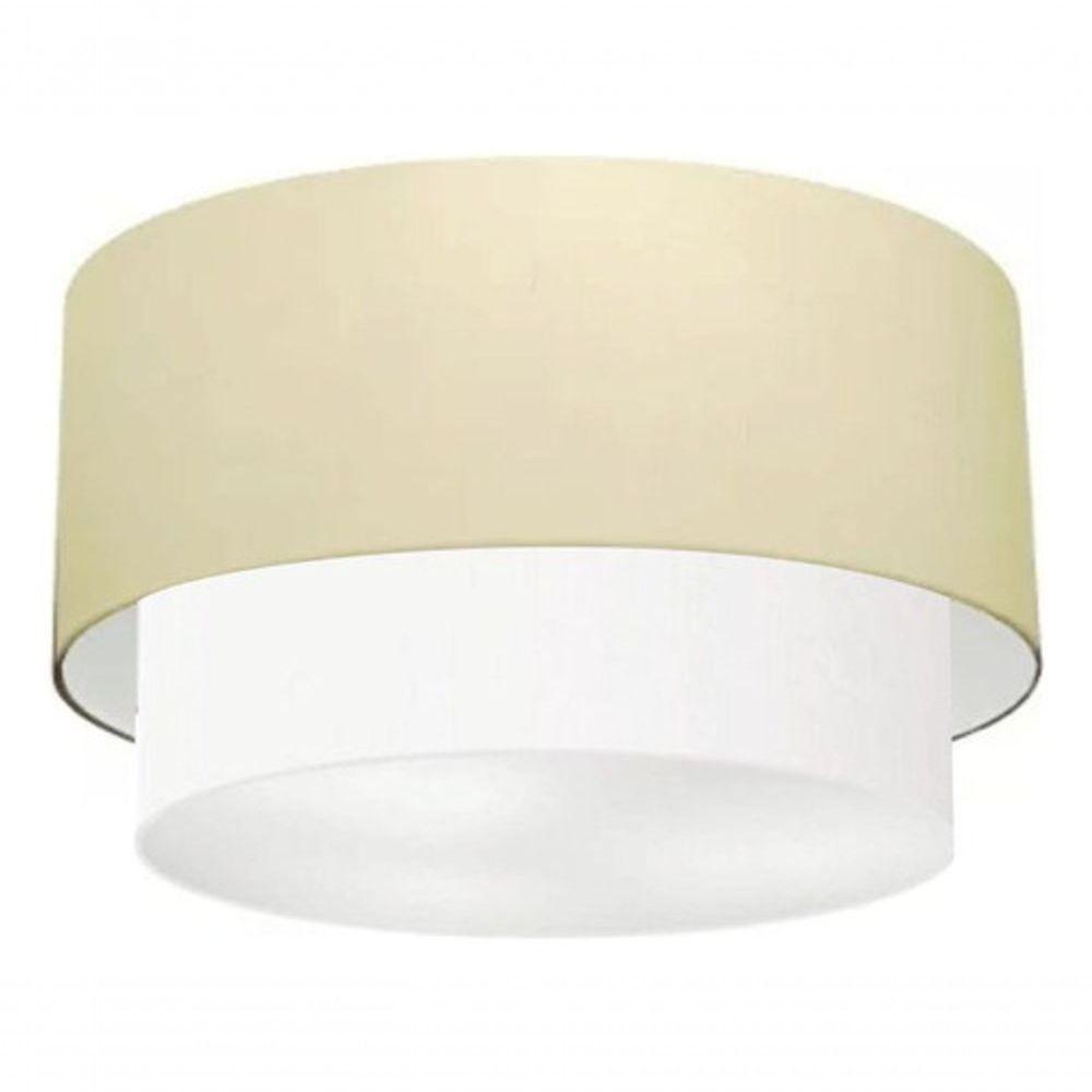 Plafon Duplo Cilíndrico Vivare Md-3045 Cúpula Em Tecido 40x35cm - Bivolt Algodão-crú-branco 127/220v - 3