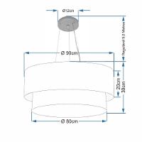 Plafon Duplo Cilíndrico Vivare Md-3045 Cúpula Em Tecido 40x35cm - Bivolt Algodão-crú-branco 127/220v - 2