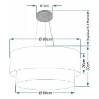 Plafon Duplo Cilíndrico Vivare Md-3045 Cúpula Em Tecido 40x35cm - Bivolt Algodão-crú-branco 127/220v - 4