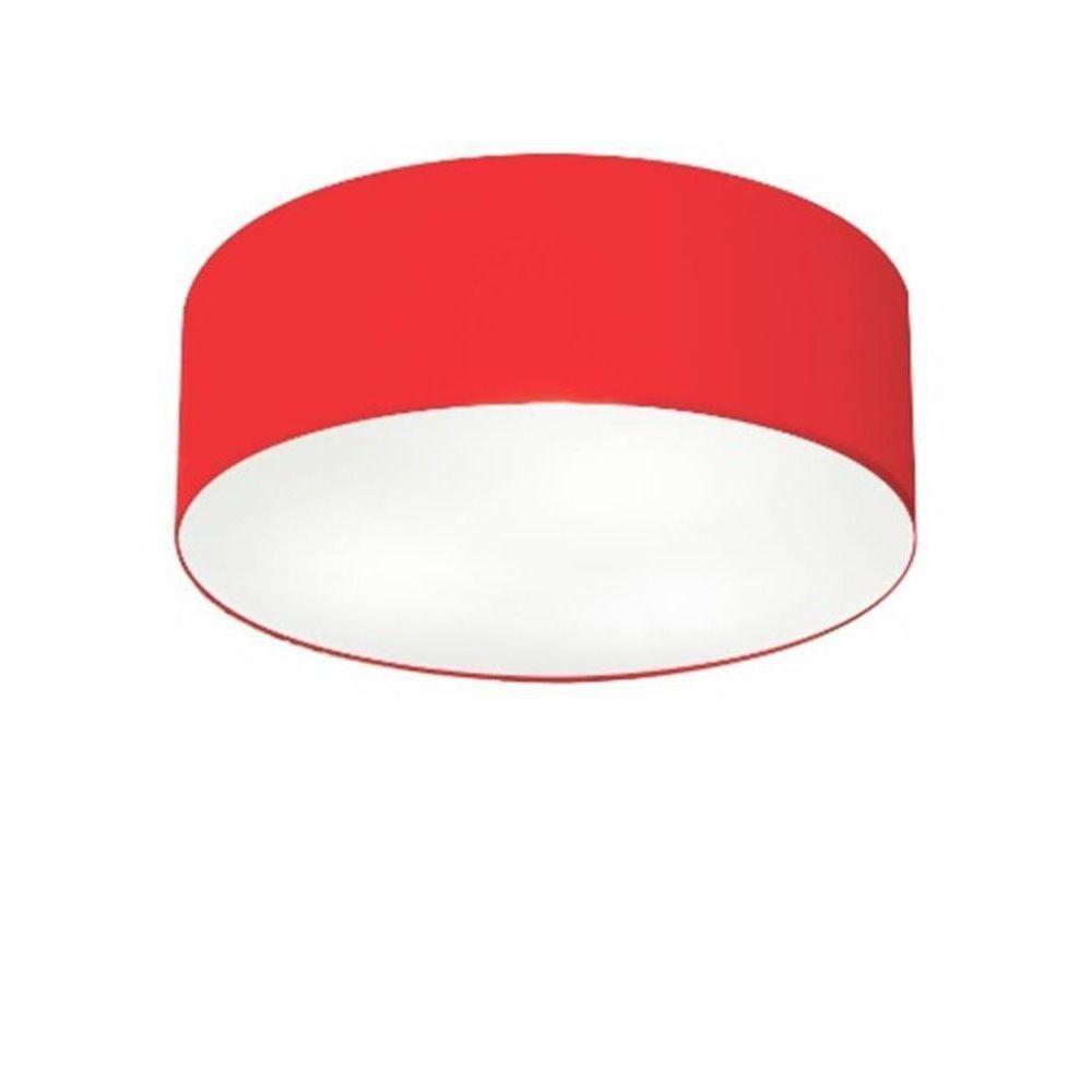 Plafon Cilíndrico Vivare Md-3046 Cúpula Em Tecido 35x12cm - Bivolt Vermelho 127/220v - 1