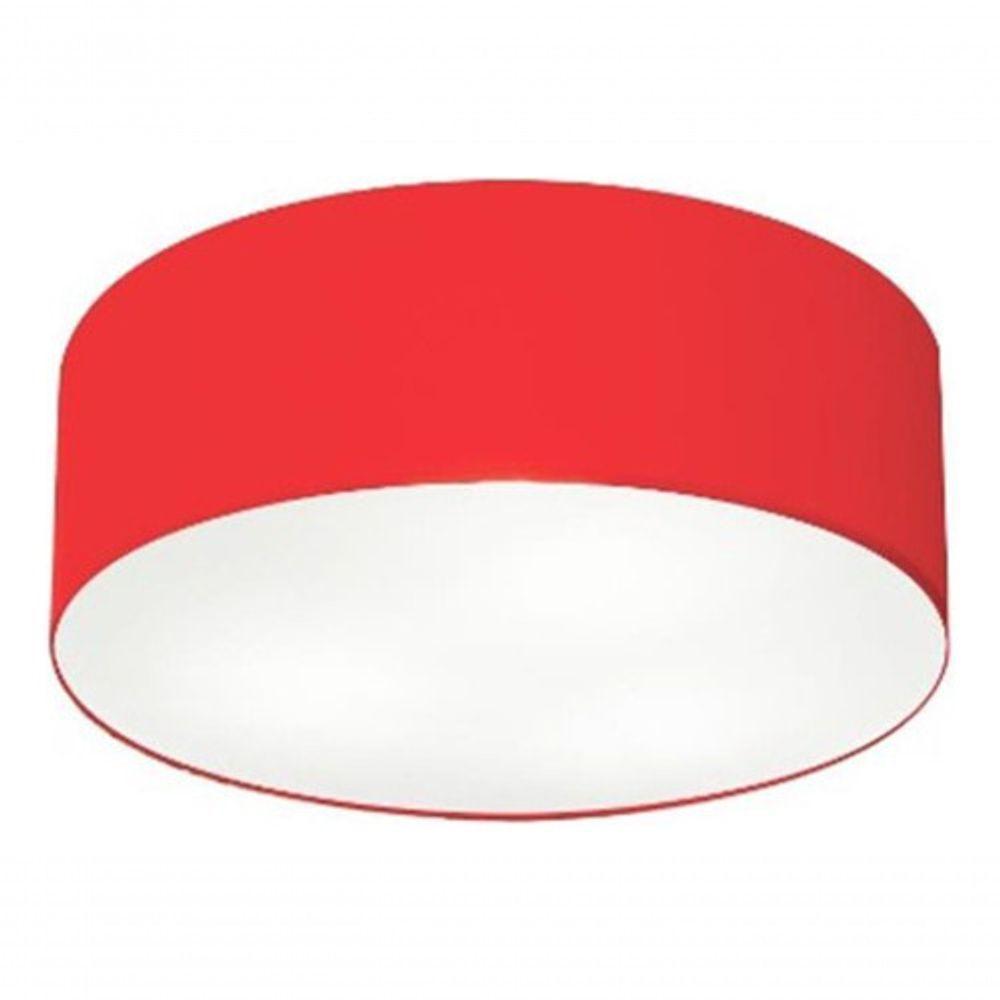 Plafon Cilíndrico Vivare Md-3046 Cúpula Em Tecido 35x12cm - Bivolt Vermelho 127/220v - 3