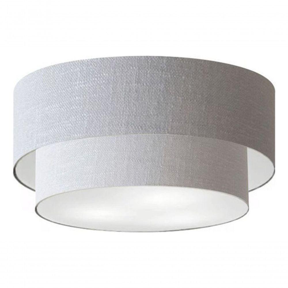 Plafon Duplo Cilíndrico Vivare Md-3062 Cúpula Em Tecido 45x40cm - Bivolt Rustico-cinza 127/220v - 3