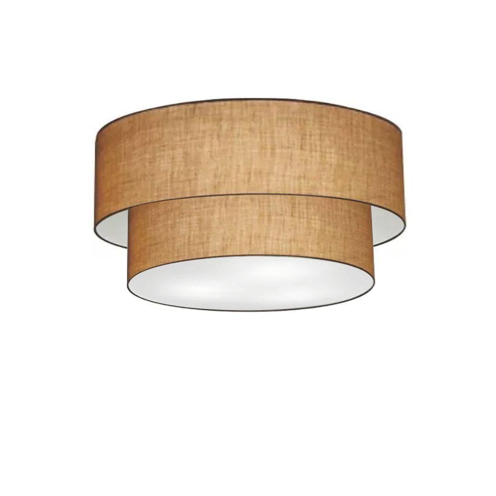 Plafon Duplo Cilíndrico Vivare Md-3062 Cúpula Em Tecido 45x40cm - Bivolt Palha 127/220v - 1