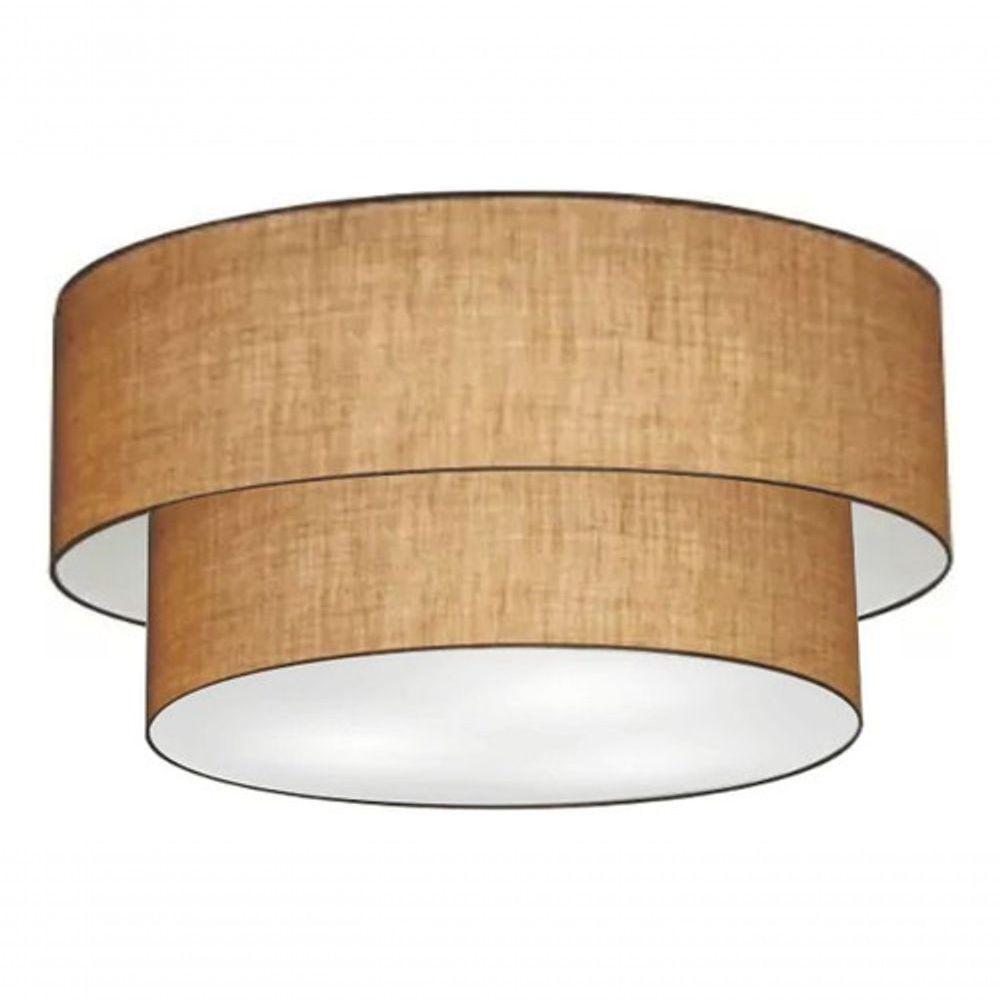 Plafon Duplo Cilíndrico Vivare Md-3062 Cúpula Em Tecido 45x40cm - Bivolt Palha 127/220v - 3