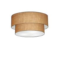 Plafon Duplo Cilíndrico Vivare Md-3062 Cúpula Em Tecido 45x40cm - Bivolt Palha 127/220v - 1