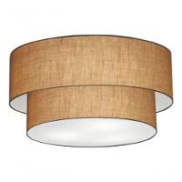 Plafon Duplo Cilíndrico Vivare Md-3062 Cúpula Em Tecido 45x40cm - Bivolt Palha 127/220v - 3