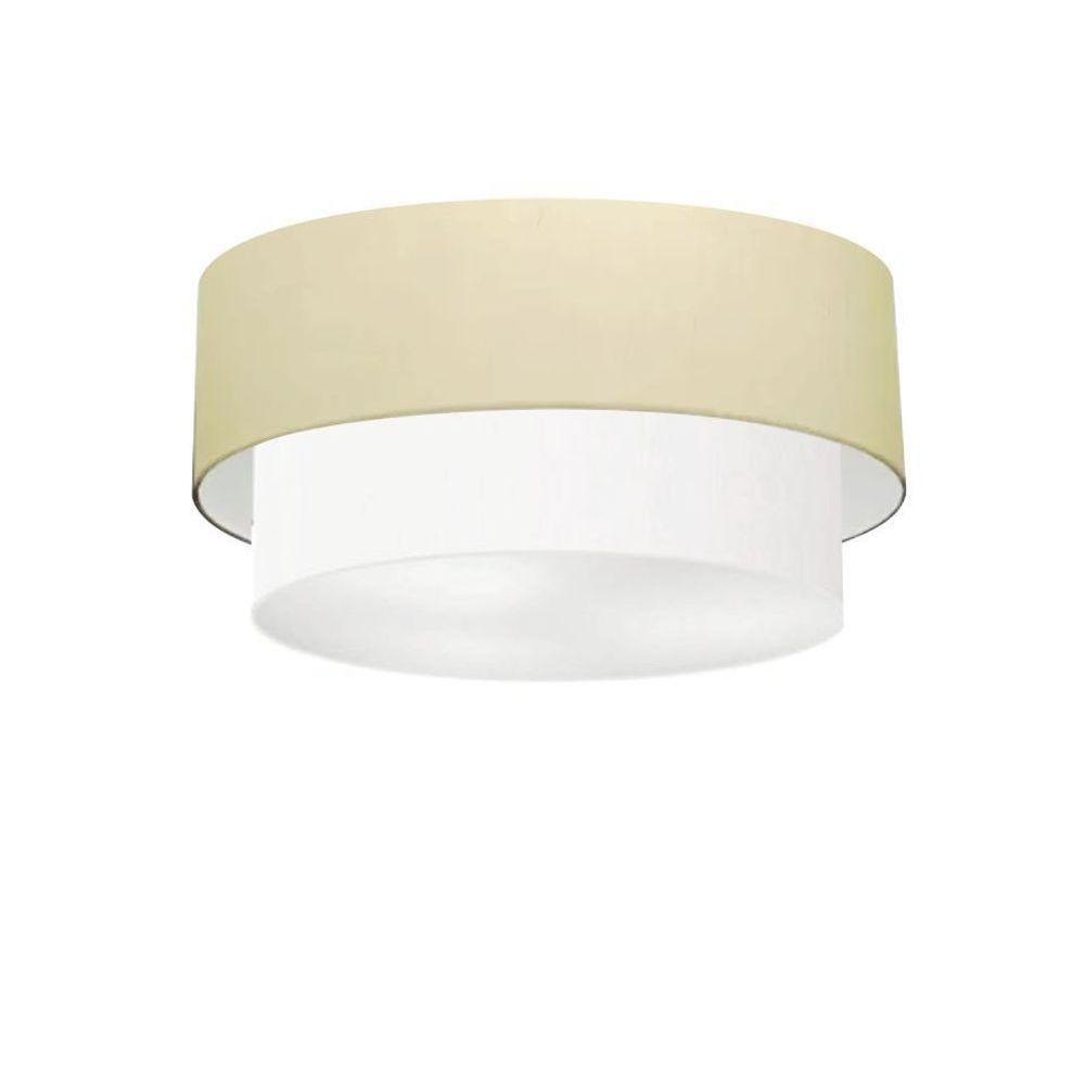 Plafon Duplo Cilíndrico Vivare Md-3062 Cúpula Em Tecido 45x40cm - Bivolt Algodão-crú-branco 127/220v - 1