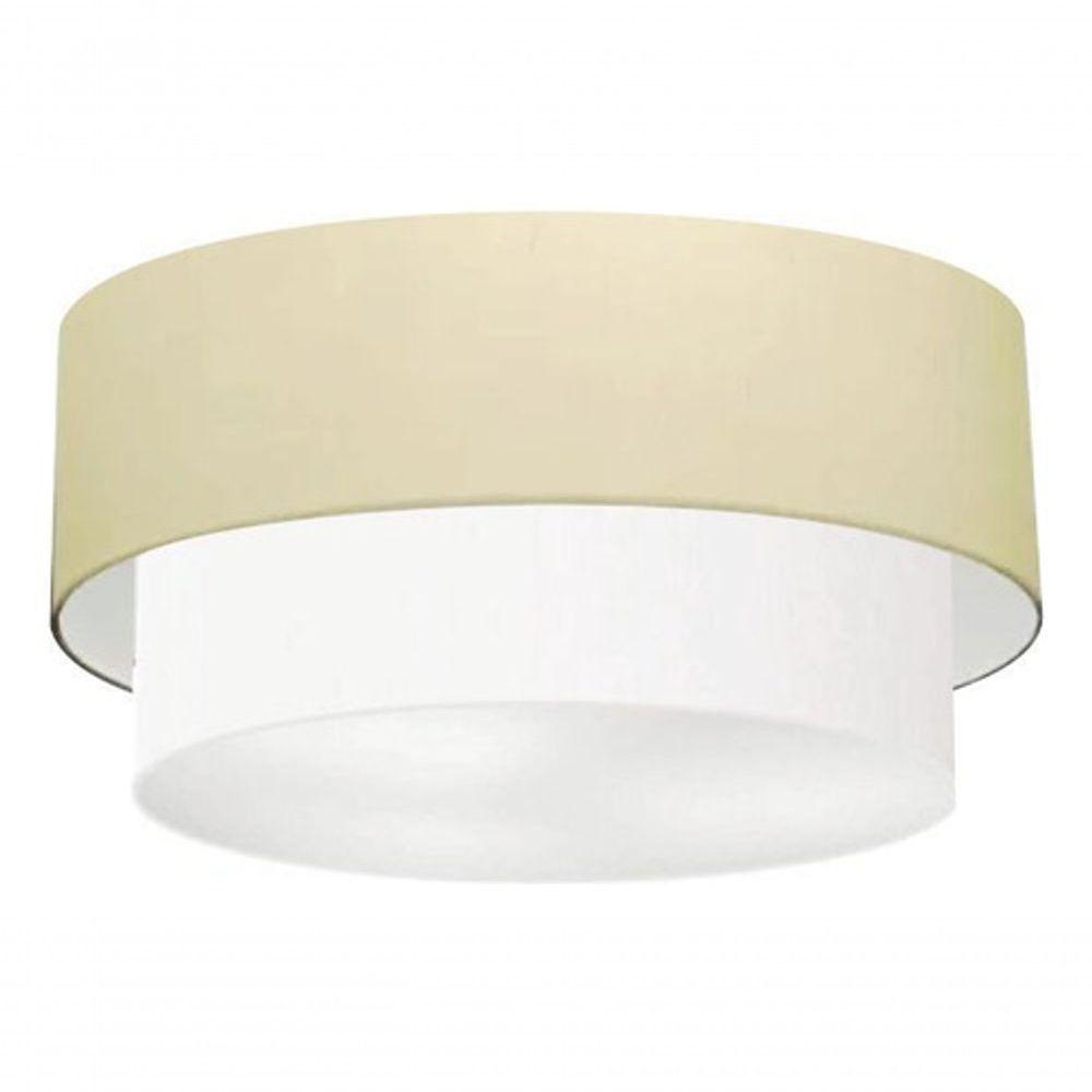 Plafon Duplo Cilíndrico Vivare Md-3062 Cúpula Em Tecido 45x40cm - Bivolt Algodão-crú-branco 127/220v - 3