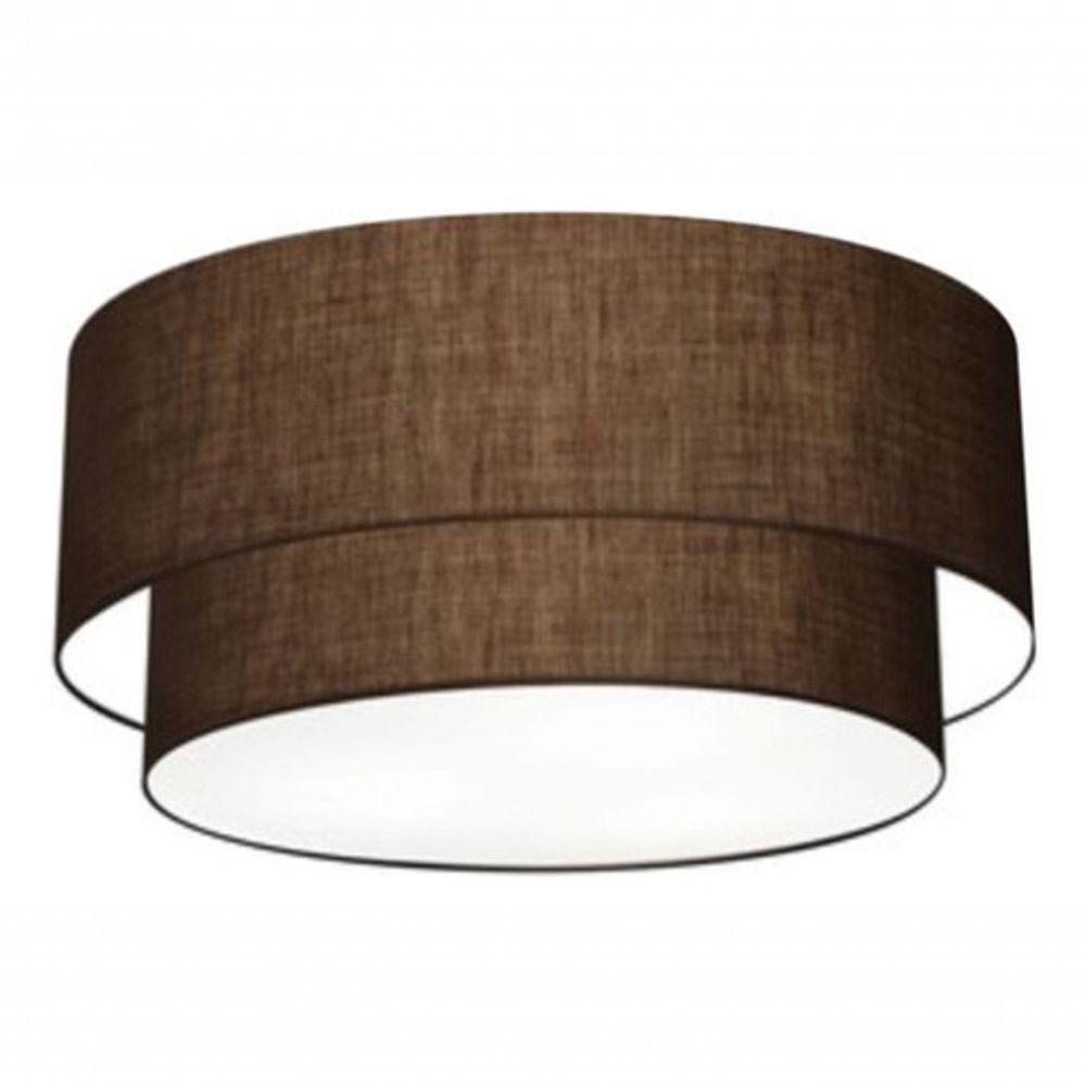 Plafon Duplo Cilíndrico Vivare Md-3062 Cúpula Em Tecido 45x40cm - Bivolt Café 127/220v - 2