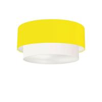 Plafon Duplo Cilíndrico Vivare Md-3062 Cúpula Tecido 45x40cm - Bivolt Amarelo-branco 127/220v - 1